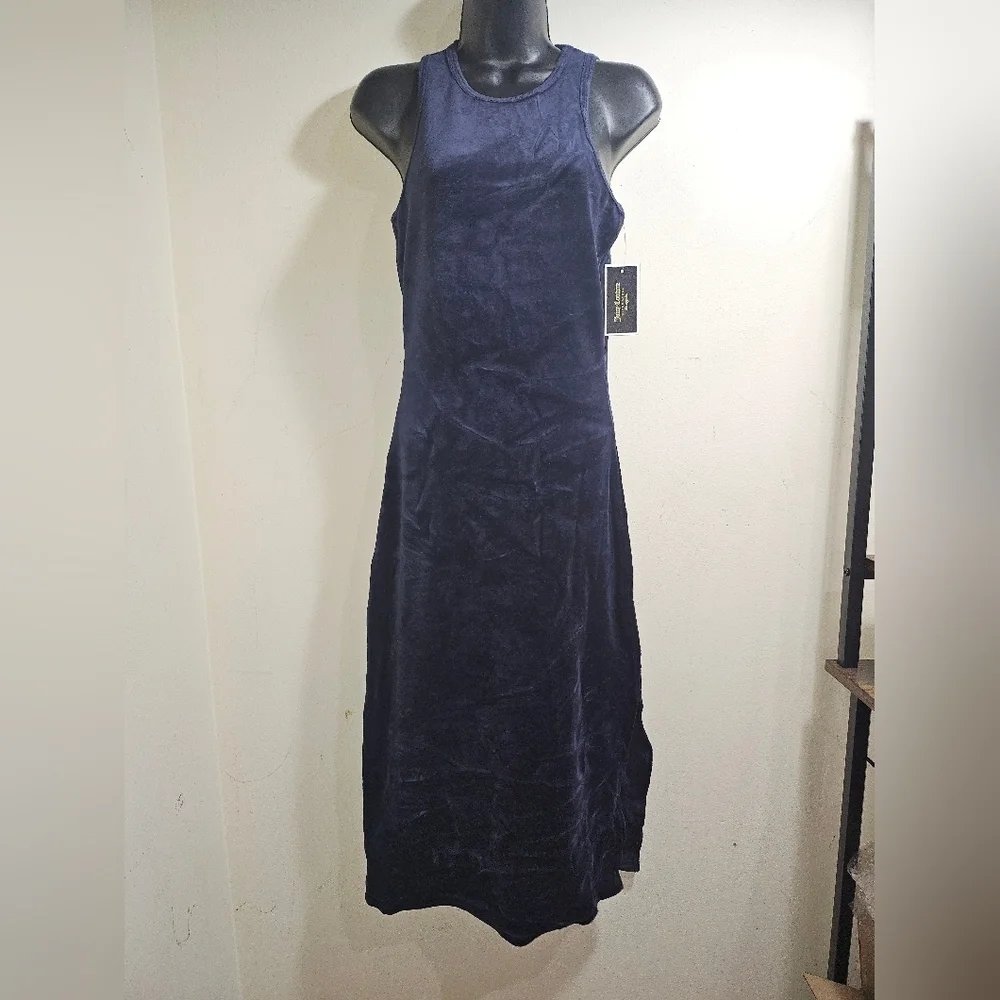 NWT Juicy Couture Velour Tank Dress Dark Blue Regal High Neck Small - Picture 4 of 9